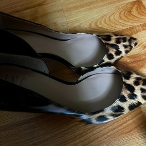 INC leopard print pumps patent leather